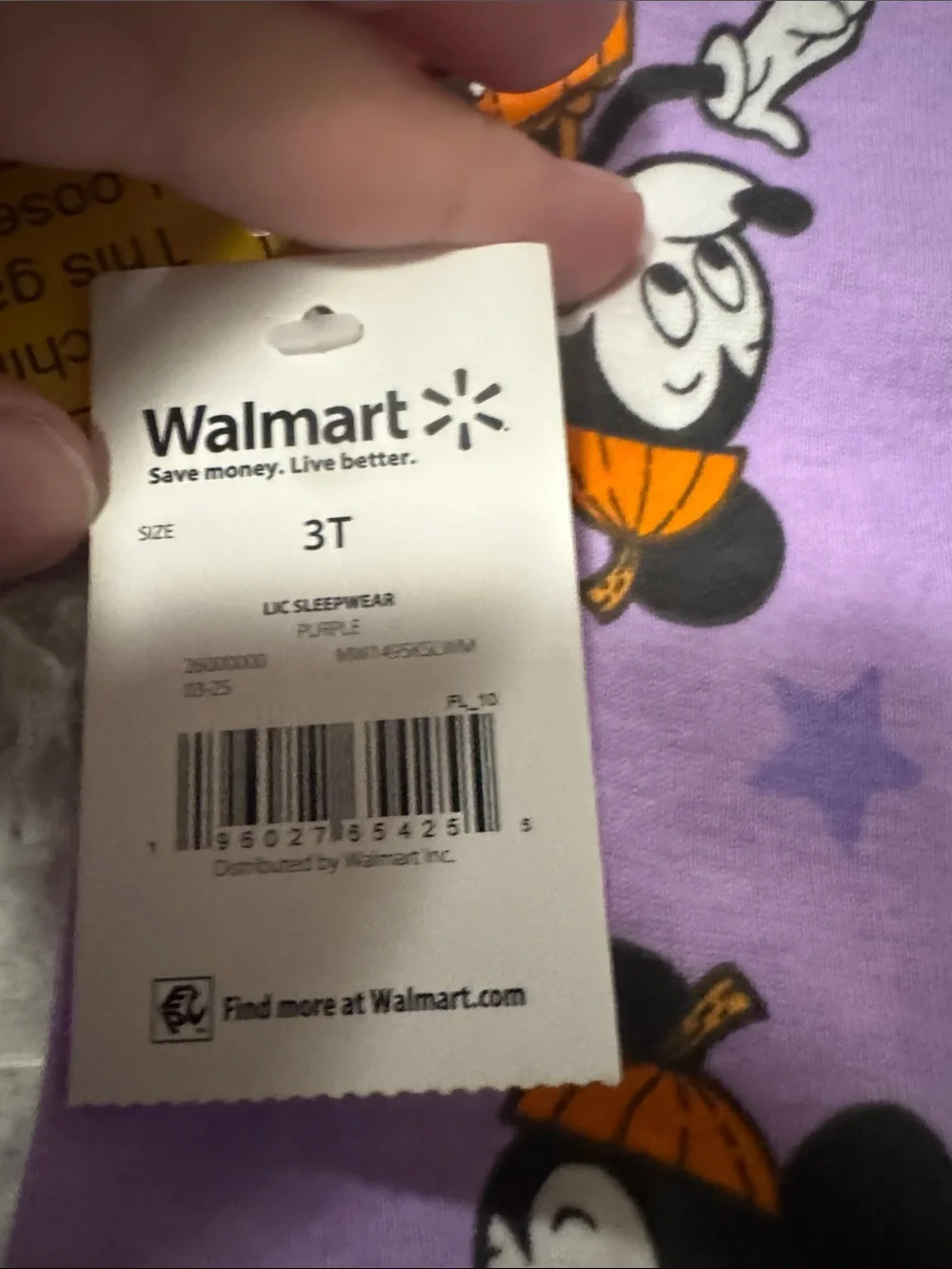 Disney Purple Mickey Mouse Halloween Pajama Set with Orange Pumpkin Prints